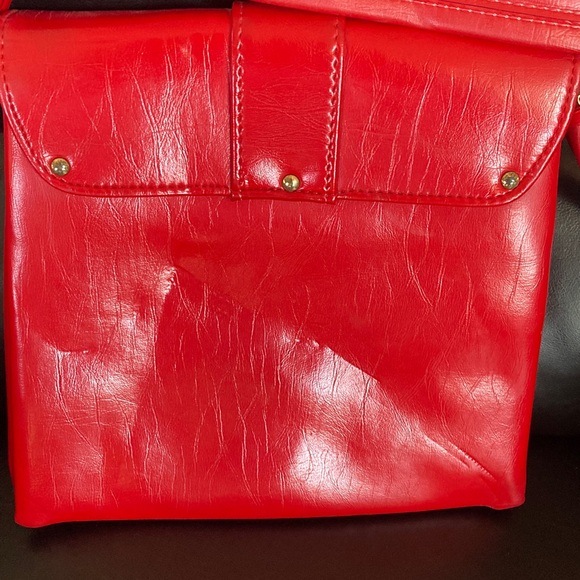 Women's Red Crossbody Bag with Gold-Tone Clasp - Picture 3 of 5